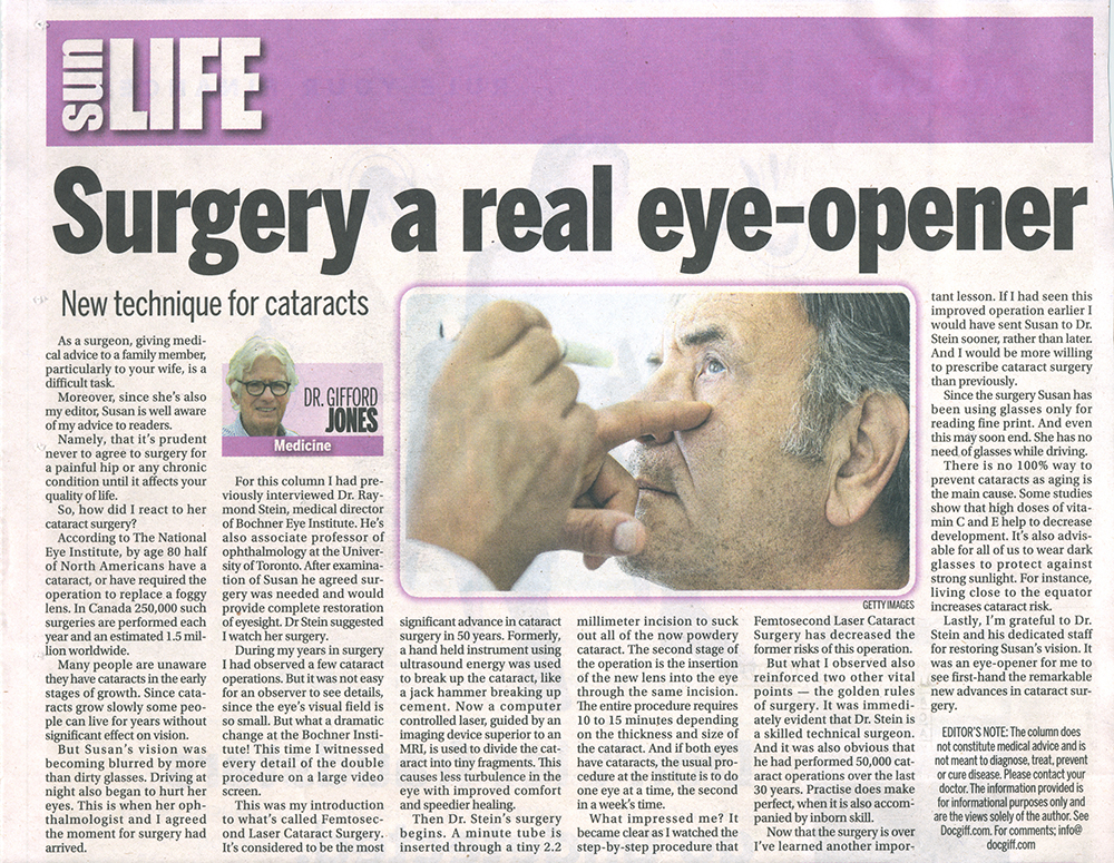 Surgery A Real Eye Opener Dr. Gifford-Jones On The Bochner Eye Institute